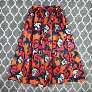 TITI Portrait Print Skirt Women Small Multicolor Surreal Art Face Graphic